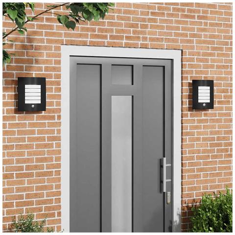 Lampade da Parete Esterne con Sensore 2 pz Nero Acciaio Inossidabile IP44 - Foto 2