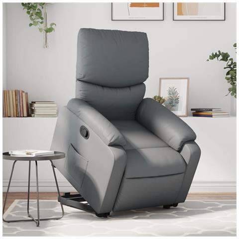 Poltrona Alzapersona Reclinabile Grigio in Similpelle - Foto 2