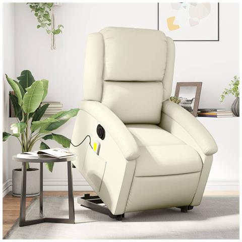 Poltrona Alzapersona Elettrica Reclinabile Crema in Similpelle - Foto 2