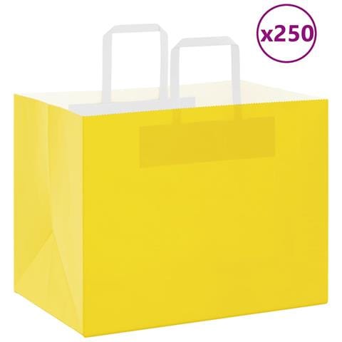 Sacchetti di Carta 250 pz con Manici Gialli 32x22x24 cm - Foto 1