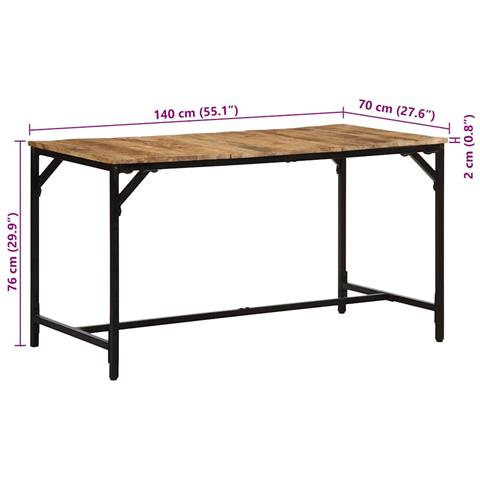 Tavolo da Pranzo 140x70x75 cm in Legno Massello di Mango Grezzo - Foto 9