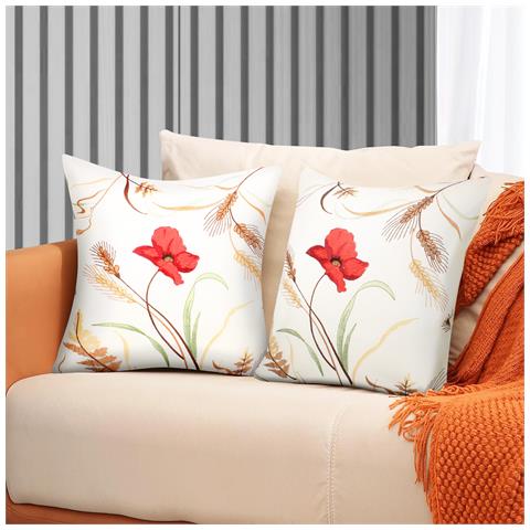 Set Di 2 Copricuscini 40x40 Cm Con Ricamo A Fiore E Spiga - Foto 2
