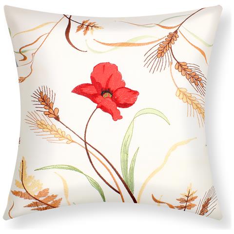 Set Di 2 Copricuscini 40x40 Cm Con Ricamo A Fiore E Spiga - Foto 1