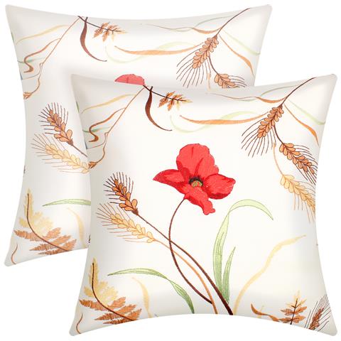 Set Di 2 Copricuscini 40x40 Cm Con Ricamo A Fiore E Spiga - Foto 5