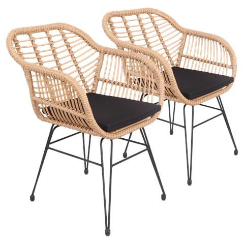 Set Di 2 Poltrone In Rattan Sintetico Con Cuscini Cinta - Foto 1