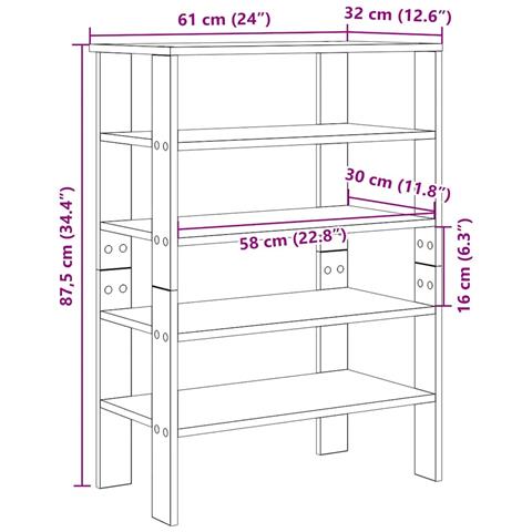 Scarpiera Grigio Cemento 61x32x87,5 cm in Legno Multistrato - Foto 9