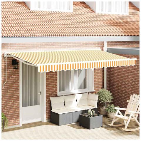 Tenda Retrattile Giallo e Bianco 400x200 cm Tessuto - Foto 2