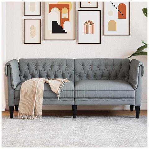 Divano Chesterfield Grigio chiaro 182.5 x 74.5 x 74.5 cm - Foto 2