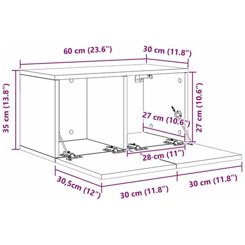 Set mobile TV 8 pcs rovere artigianale 60 x 30 x 30 cm - Foto 9