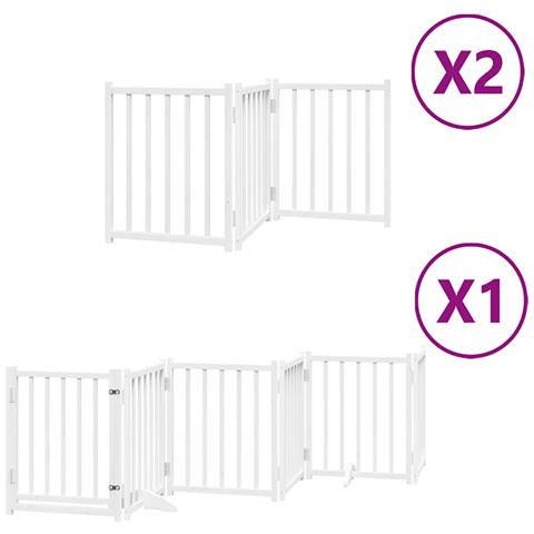 Cancello Cani Porta Pieghevole Bianco 12 Pannelli 600 cm Pioppo - Foto 1
