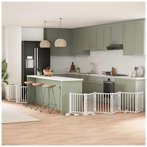 Cancello Cani Porta Pieghevole Bianco 12 Pannelli 600 cm Pioppo - Foto 2