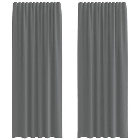 Tende in Voile con Tasche per Aste 2 pz Grigio Scuro - Foto 1