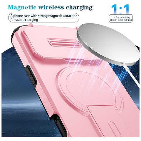 Custodia Magnetica 2-in-1 Con Finestra A Ribalta Compatibile Con Iphone 17 Pro - Antiurto E Con Funzione Stand Pink - Foto 2