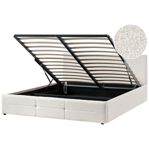 Letto Contenitore Bouclé Massognes 180 X 200 Cm Bianco Sporco - Foto 2