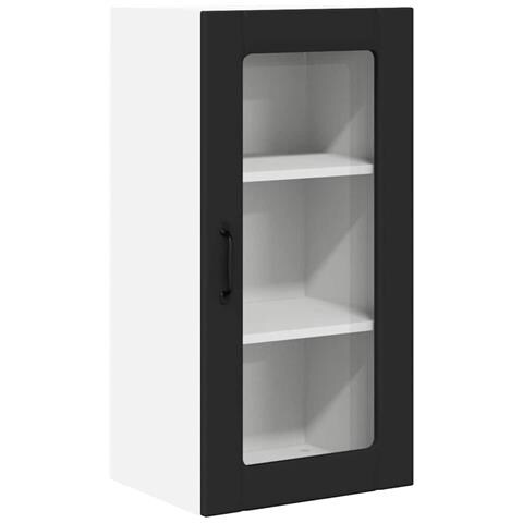 Pensile cucina con porta Nero 40 x 31 x 80 cm Legno multistrato - Foto 1