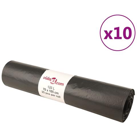 Sacchetti per Cestini 250 pz Neri 120 L - Foto 1