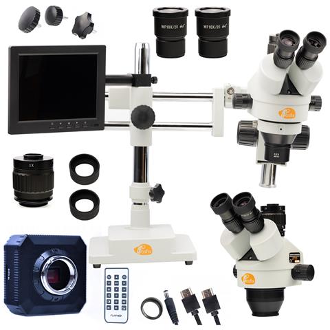 Mikroscopio Stereoscopico Trinoculare Jupiter Pro Msjp-t-sdms1 - Testa Rotante 360°, Zoom 7x-45x | Display 8"" E Illuminatore 56xled | Uso Professionale - Foto 1