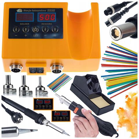 Stazione Saldante 2 In 1 Orange Husky Oh660 - 660w, Display Led, Regolazione Temperatura | Kit Saldatura Plastica Inclusa - Foto 1