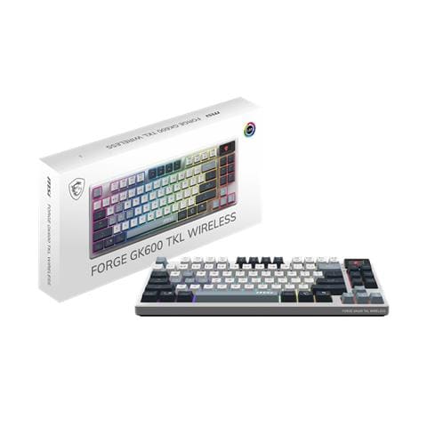 MSI FORGE GK600 TKL WIRELESS SKY IT, Wireless, USB + Bluetooth, Interruttore a chiave meccanica, QWERTY, LED RGB, Blu, Bianco - Foto 5