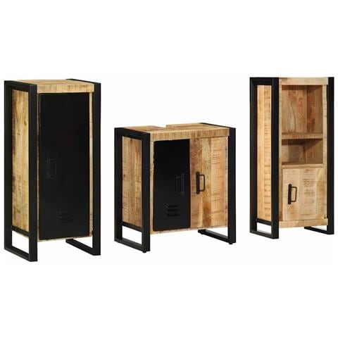Set di mobili per il bagno 3 pcs Legno di mango massello - Foto 1