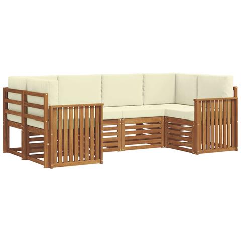 Set divani 6 pcs Naturale e Crema Legno di Acacia Massello - Foto 1