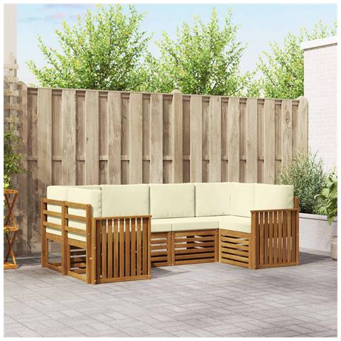 Set divani 6 pcs Naturale e Crema Legno di Acacia Massello - Foto 2