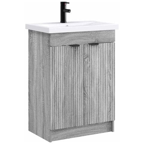 Set di mobili per il bagno Sonoma grigio 56 x 37,5 x 81 cm - Foto 1
