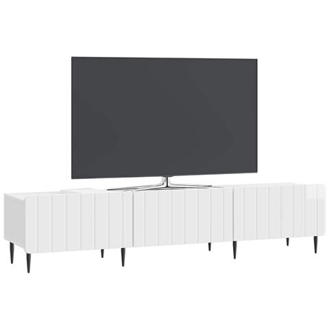 Mobile TV Bianco Lucido 147 x 34,5 x 32 cm Legno ingegnerizzato - Foto 2