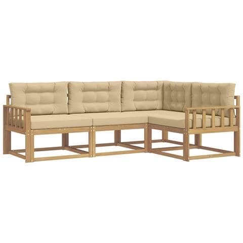 Set di divani da esterno 3 pcs Bianco e Beige Poliestere - Foto 1