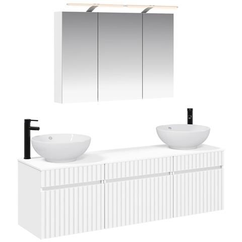 Set di Armadi da Bagno 4 pcs Bianco 100 x 14,5 x 70 cm - Foto 1