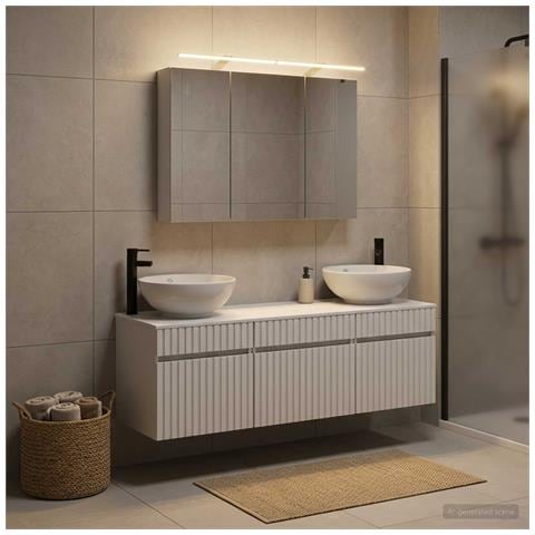 Set di Armadi da Bagno 4 pcs Bianco 100 x 14,5 x 70 cm - Foto 2
