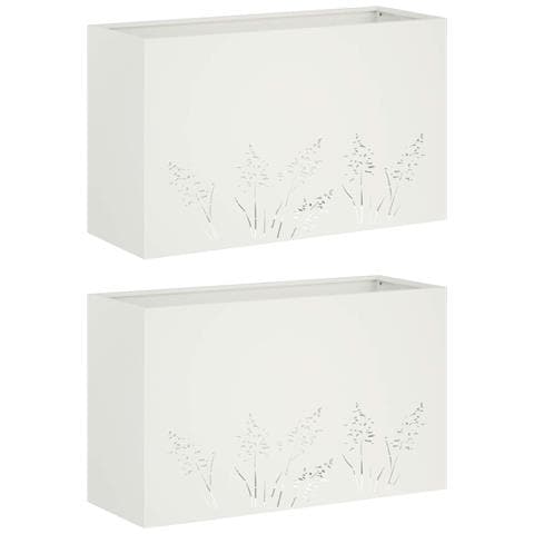 Vaso da giardino 2 pz Bianco 80 x 20 x 49 cm - Foto 1