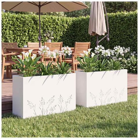 Vaso da giardino 2 pz Bianco 80 x 20 x 49 cm - Foto 2