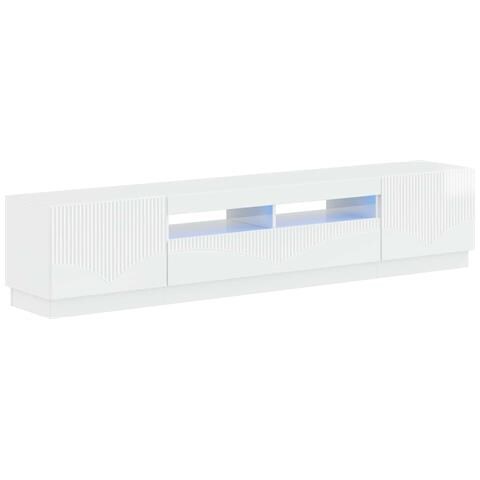 Mobile TV LED a 5 pezzi Bianco Lucido Legno ingegnerizzato - Foto 1