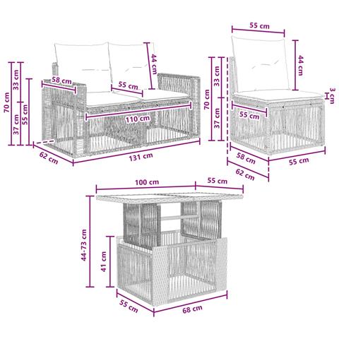 Set Divano da Giardino 6 pz Beige e Bianco Crema polyrattan - Foto 10