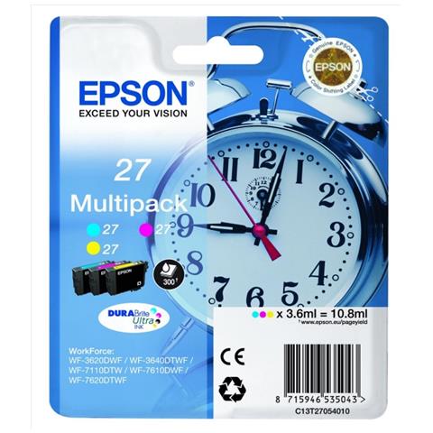 C13T27054022 Cartuccia Ink Originale Gialla / ciano / Magenta per WF-3620DWF Capacità 900 Pagine - Foto 1