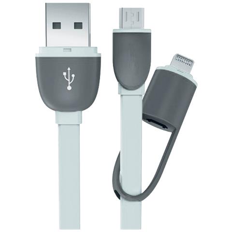 500332 Cavo Alimentazione Smartphone Micro Usb + Adattatore Iphone 5/6 Bianco - Foto 2