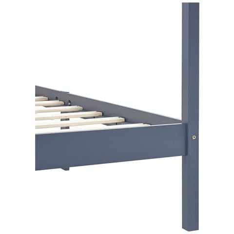 Giroletto A Baldacchino Grigio Legno Massello Di Pino 90x200 Cm - Foto 6
