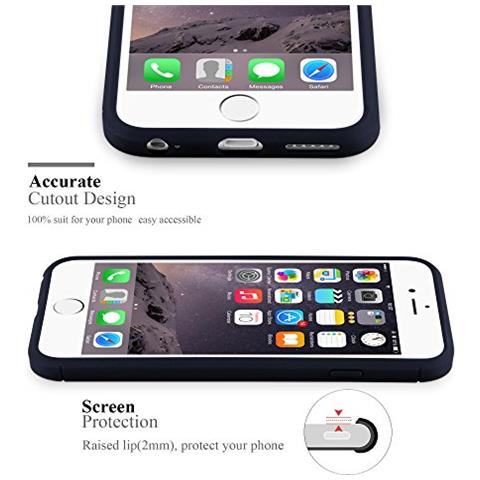 Cadorabo Custodia Compatibile Con Apple Iphone 6 / Iphone 6s In Brushed Blu - Coperchio Protettivo In Silicone Tpu Flessibile In Look Acciaio Inossidabile-fibra Di Carbonio - Foto 2