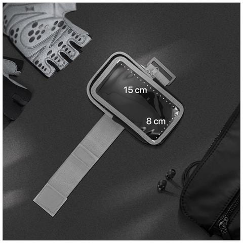 Fascia Sportiva Smartphone Touch Braccio O Avambraccio Tasca Con Zip Nera - Foto 10