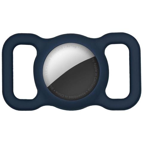Porta Apple Airtag Per Collana Gatto / cane Silicone Blu Scuro - Foto 1