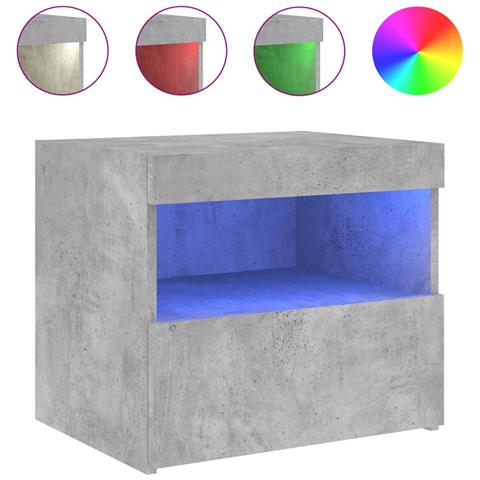 Comodino Con Luci Led Grigio Cemento 50x40x45 Cm - Foto 2