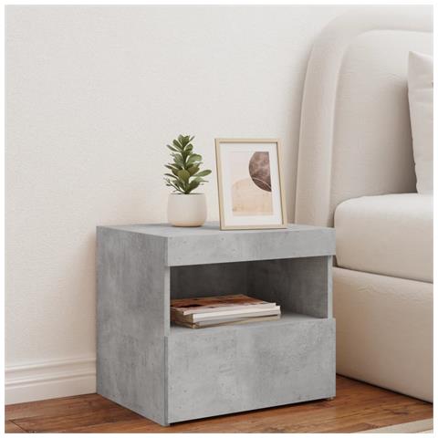 Comodino Con Luci Led Grigio Cemento 50x40x45 Cm - Foto 3