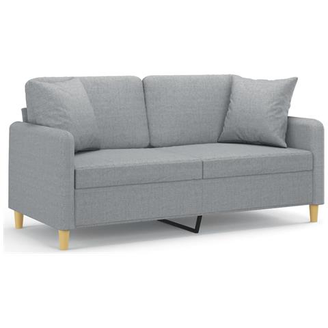 Divano A 2 Posti Con Cuscini Grigio Chiaro 140 Cm In Tessuto - Foto 2