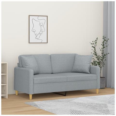 Divano A 2 Posti Con Cuscini Grigio Chiaro 140 Cm In Tessuto - Foto 1