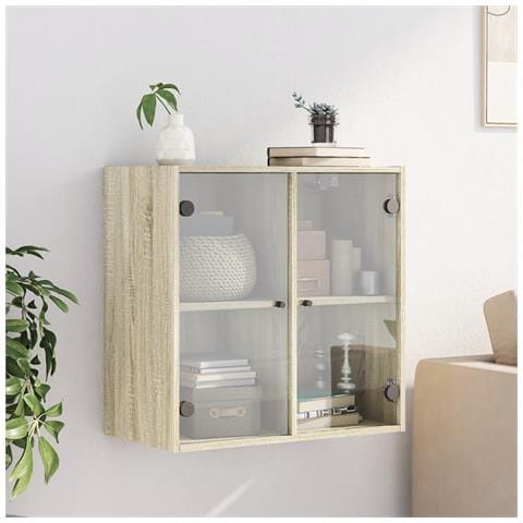 Mobile A Muro Con Ante In Vetro Rovere Sonoma 68x37x68,5 Cm - Foto 3