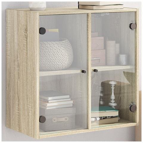 Mobile A Muro Con Ante In Vetro Rovere Sonoma 68x37x68,5 Cm - Foto 1