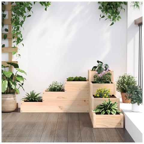 Fioriera Da Giardino 4 Ripiani 80,5x79x36cm Legno Massello Pino - Foto 2
