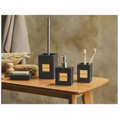 Set Accessori Bagno Ceramica Nero Legno Chiaro Kourou - Foto 1