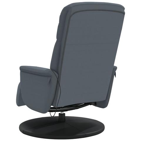 Poltrona Reclinante Massaggio Poggiapiedi Grigio Scuro Velluto - Foto 10